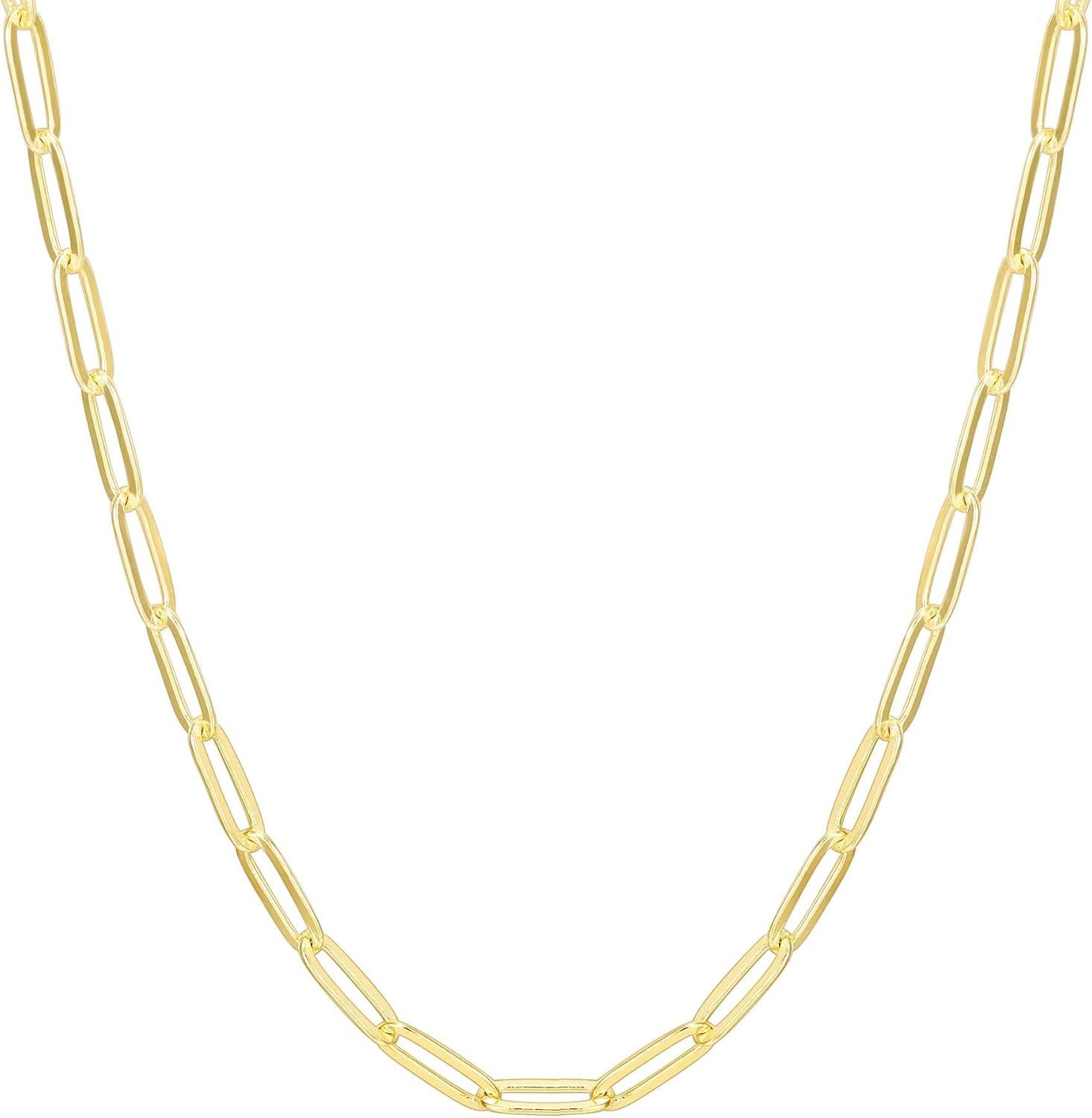 imagePAVOI 14K Gold Plated Curb Paperclip Box Sphere Bead Snake Herringbone and Figaro Chain Adjustable Necklace18K Yellow Vermeil