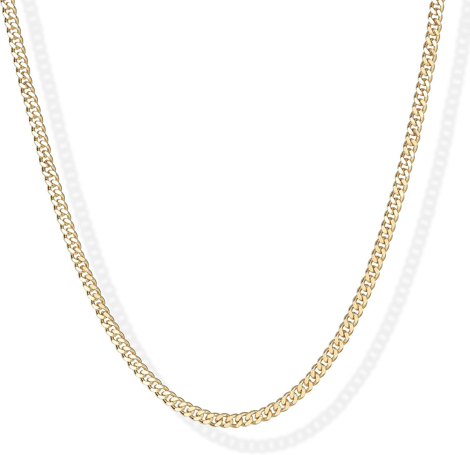 imagePAVOI 14K Gold Plated Curb Paperclip Box Sphere Bead Snake Herringbone and Figaro Chain Adjustable Necklace18K Yellow Vermeil