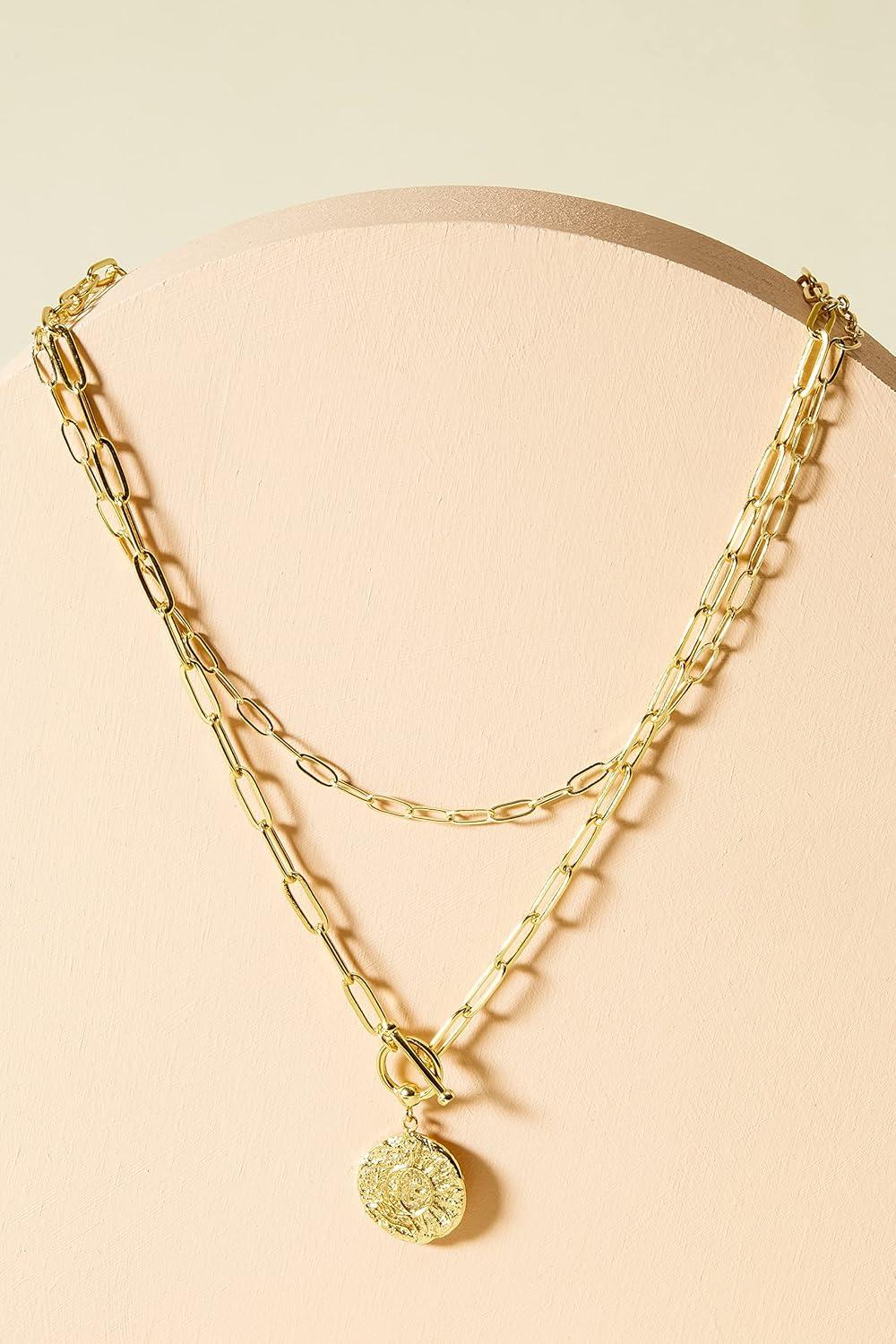 imagePAVOI 14K Gold Plated Layering Necklaces  Stylish Minimalist Design Pendant Necklaces  Bar Circle Lotus Disc Dog Tag Horizontal Bar Pendants for WomenRose Gold