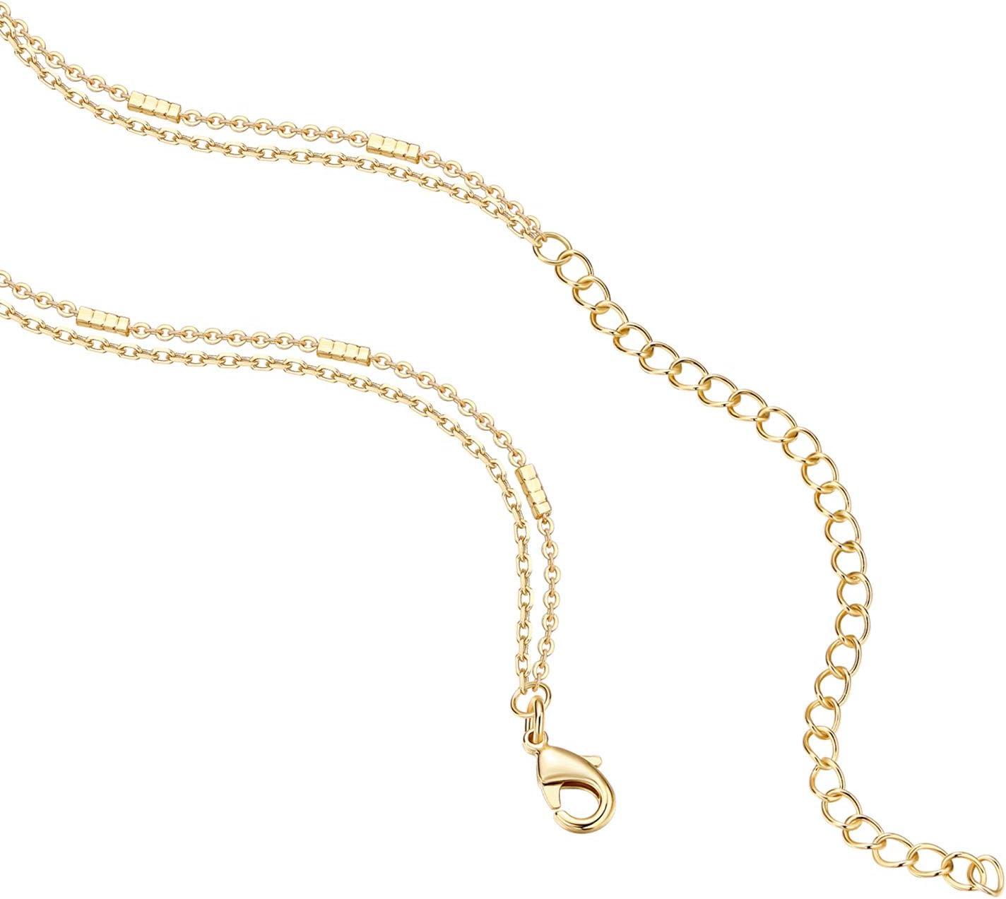 imagePAVOI 14K Gold Plated Layering Necklaces  Stylish Minimalist Design Pendant Necklaces  Bar Circle Lotus Disc Dog Tag Horizontal Bar Pendants for WomenYellow Gold