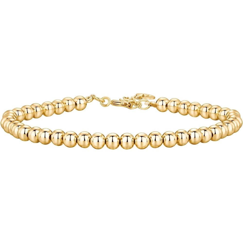 imagePAVOI 14K Gold Plated Beaded Bracelet for Women  Stackable Gold Bead Bracelet  Adjustable Dainty Gold JewelryYellow Gold