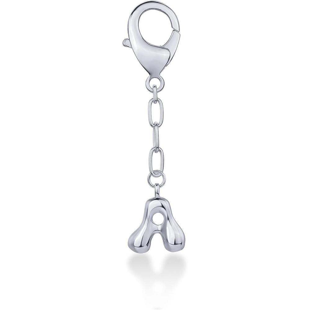 imagePAVOI 14K Gold Plated Bubble Letter Bag Charm for Handbags  Gold Initial Letter Keychain for Women  Chunky Purse Charm GiftA