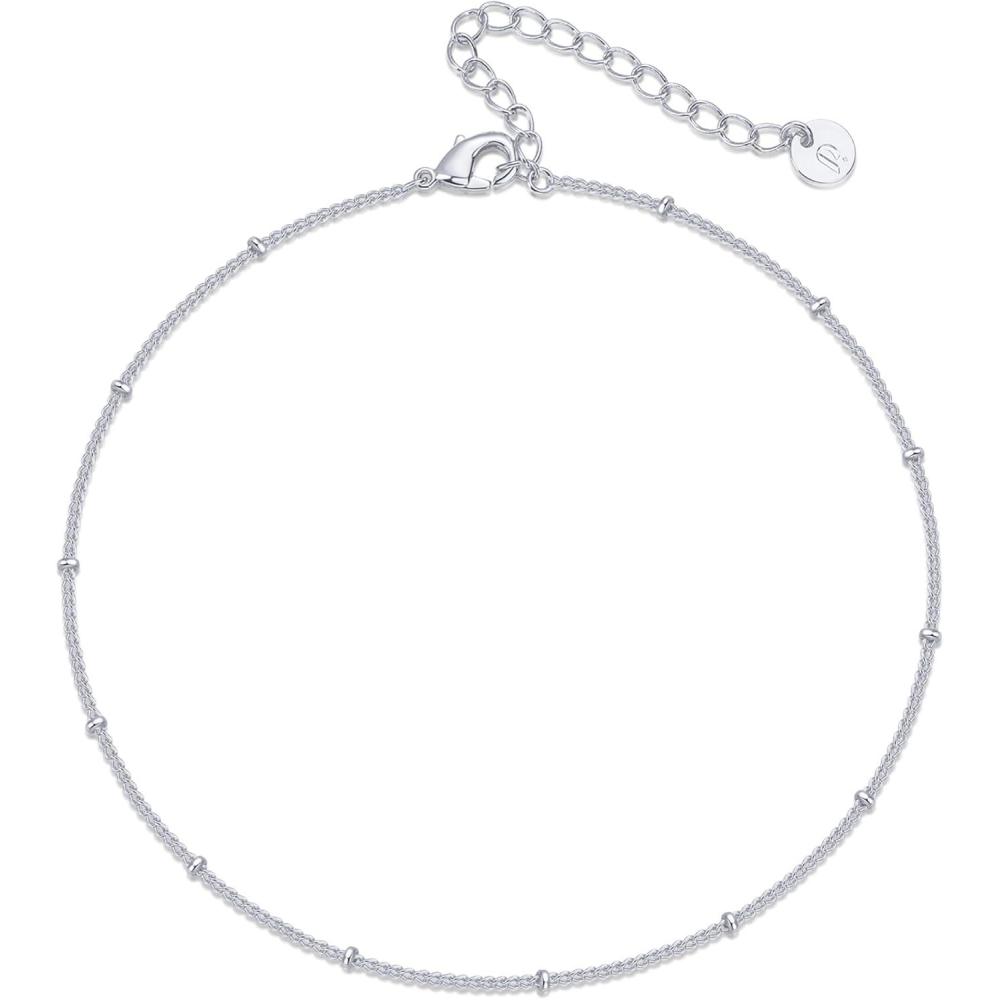 imagePAVOI 14K Gold Plated Chain Anklets for Women  Minimalist Link Chain Ankle Bracelet  Dainty Gold Anklets for Women  Trendy Summer Beach Jewelry Gifts  Snake Figaro Mariner Paperclip BeadedBeaded