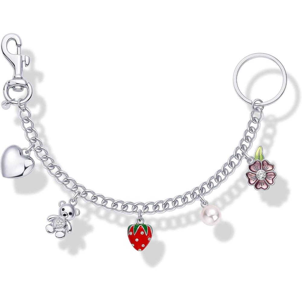 imagePAVOI 14K Gold Plated Chain Bag Charm for Handbags  Trendy Removable Motif Charms Keychain for Women  Purse Accessory GiftSweetheart