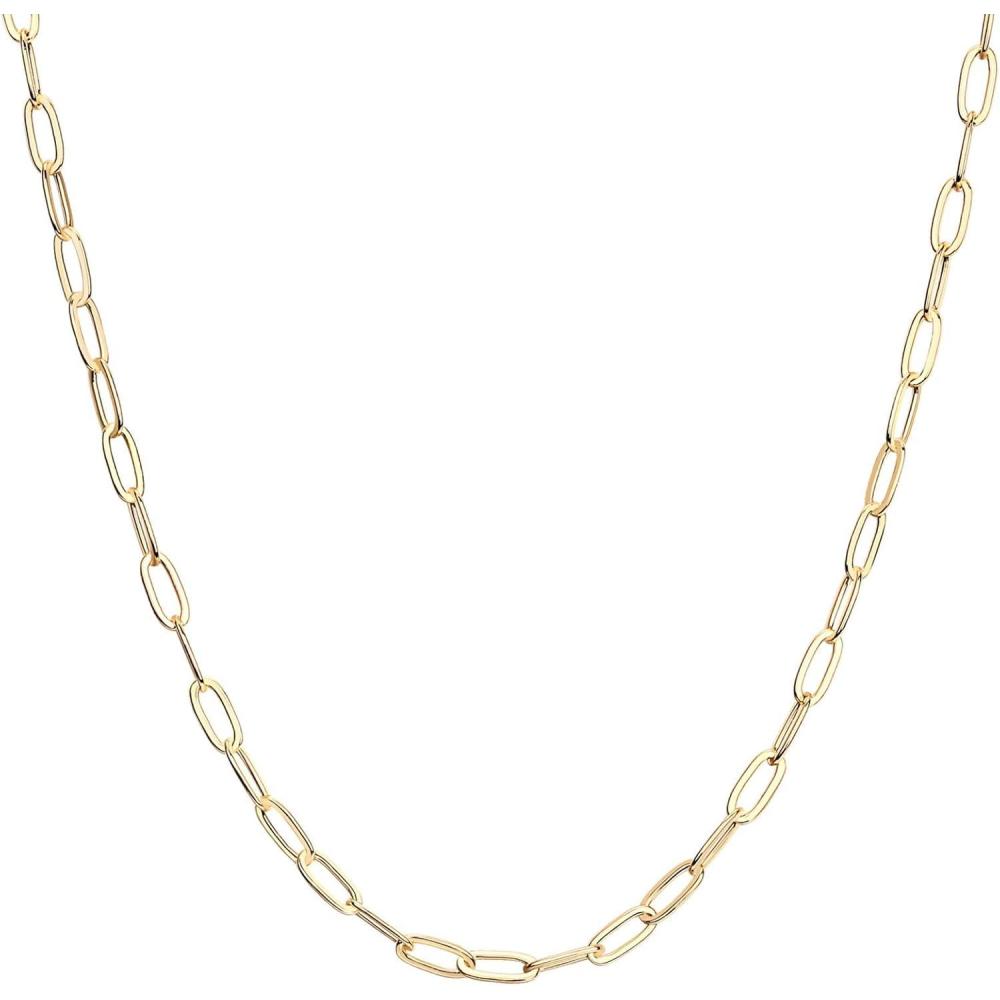 imagePAVOI 14K Gold Plated Curb Paperclip Box Sphere Bead Snake Herringbone and Figaro Chain Adjustable Necklace18K Yellow Vermeil