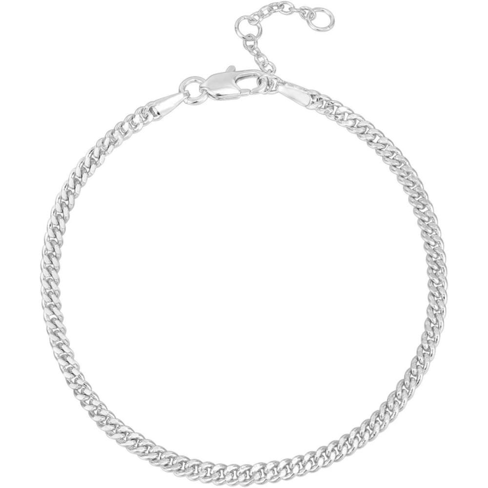 imagePAVOI 14K Gold Plated PaperclipCurbFigaro Chain Adjustable Bracelet for WomenWhite Gold