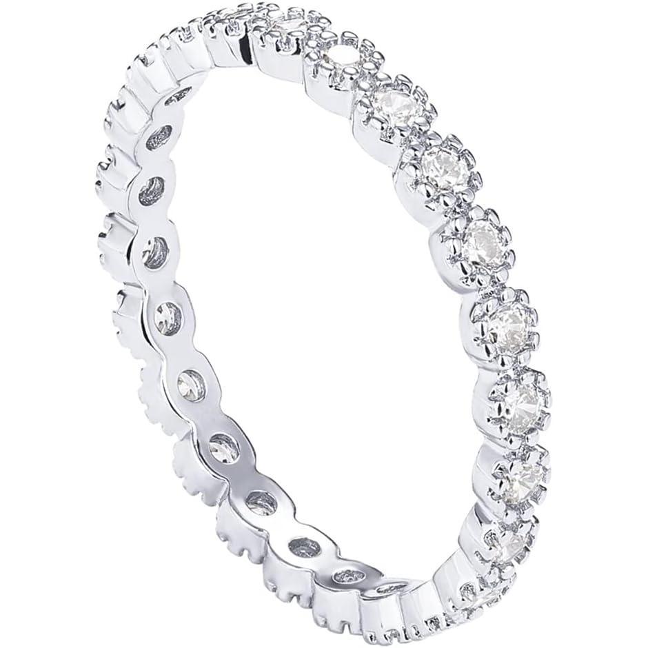 imagePAVOI 14K Gold Plated Rings Cubic Zirconia Band Marquise Milgrain Eternity Bands Gold Rings for WomenWhite Gold