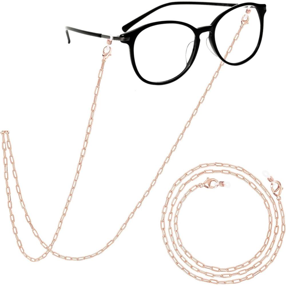 imagePAVOI 14K Gold Plated SunglassesGlasses Strap Lanyard  Glasses Chains for Women  Gold Eye Glasses Holder Around NeckRose Gold
