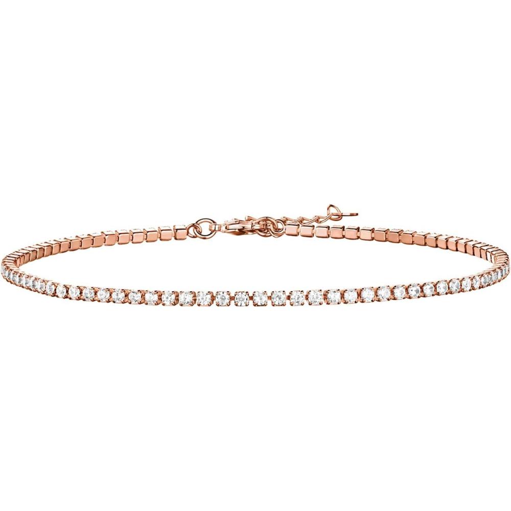 imagePAVOI 14K Gold Plated Tennis Anklets for Women Tennis Ankle Bracelet for WomenRose Gold