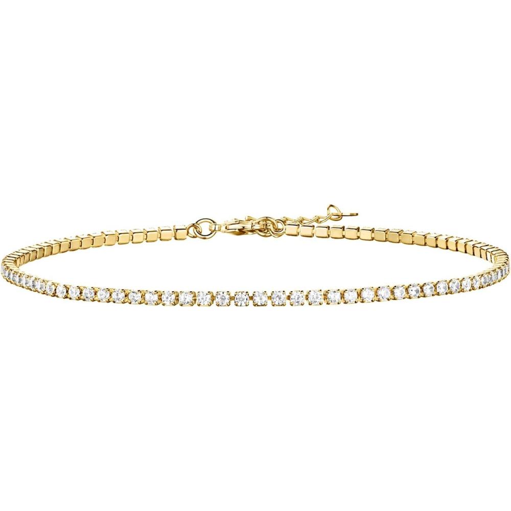 imagePAVOI 14K Gold Plated Tennis Anklets for Women  Tennis Ankle Bracelet for WomenYellow Gold