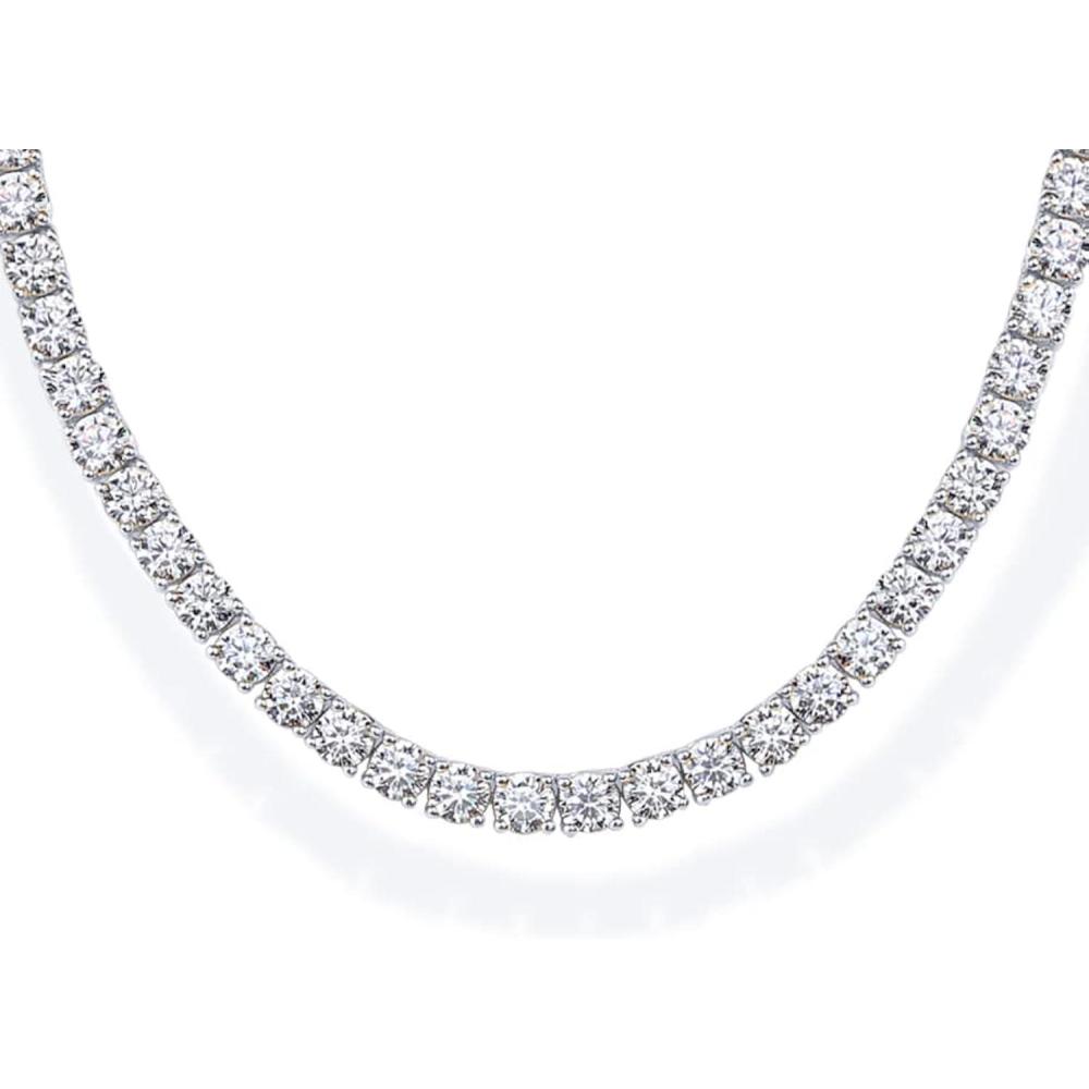 imagePAVOI 14K Gold Plated Tennis Necklace for Women  3mm Cubic Zirconia Dainty Gold Tennis Necklaces  Simulated Diamond Tennis Chain in 15quot or 18quot Length  Trendy Fashion JewelryWhite Gold