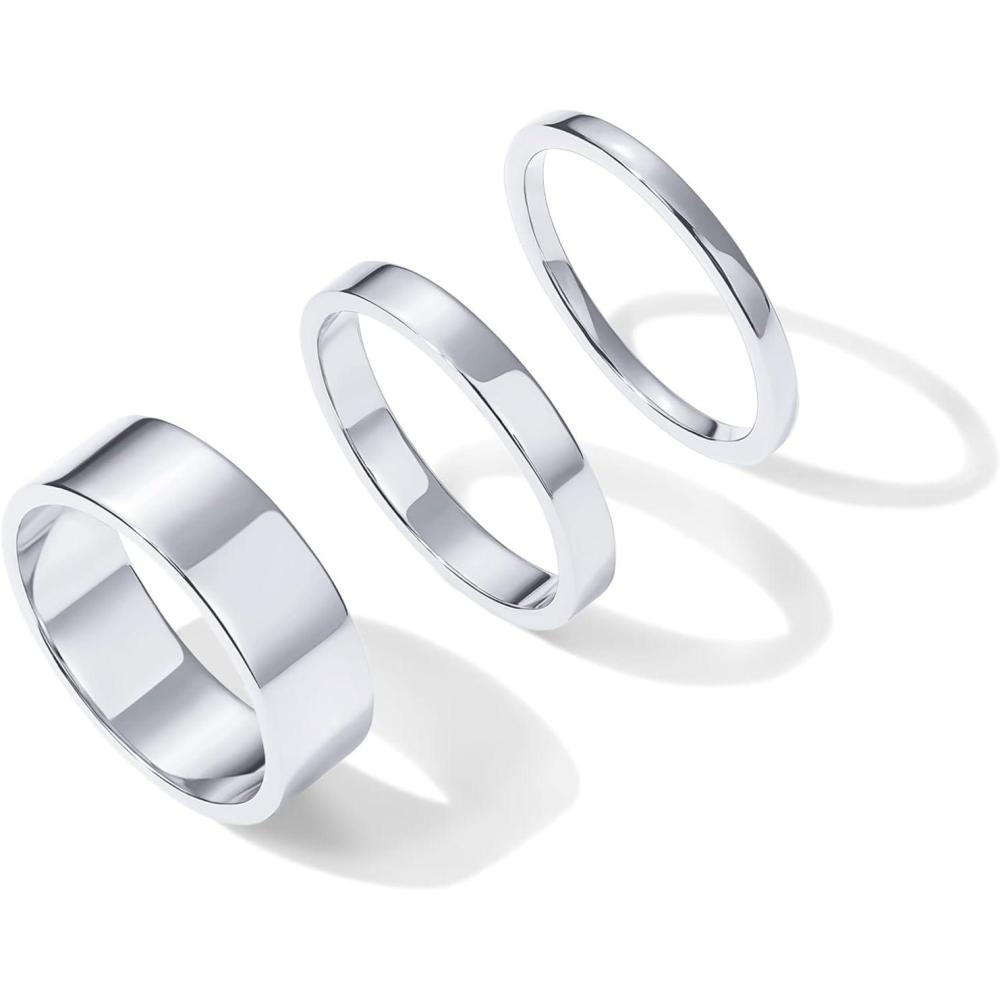 imagePAVOI 18K Gold Plated 3 Rings Set  Gold Stacking Rings for Women  Stacking Ring SetWhite Gold