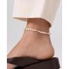 PAVOI 14K Gold Plated Anklet for Women – Trendy Link Chain Ankle Bracelet Summer Jewelry – Boho Dainty Anklets with Cubic Zirconia, Beaded, Evil Eye, Star, Station, Pearls Adjustable Gold Jewelry(Pearl)