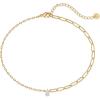 PAVOI 14K Gold Plated Anklet for Women – Trendy Link Chain Ankle Bracelet Summer Jewelry – Boho Dainty Anklets with Cubic Zirconia, Beaded, Evil Eye, Star, Station, Pearls Adjustable Gold Jewelry(Solitaire)
