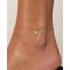 PAVOI 14K Gold Plated Anklet for Women – Trendy Link Chain Ankle Bracelet Summer Jewelry – Boho Dainty Anklets with Cubic Zirconia, Beaded, Evil Eye, Star, Station, Pearls Adjustable Gold Jewelry(Boho)