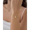 PAVOI 14K Gold Plated Bracelet for Women | Adjustable 7-Inch Sliding Ball Charm Bracelet Set with Removable Horseshoe, Heart, and Cubic Zirconia Charms | Trendy Gold Chain Jewelry(Teddy Bear)