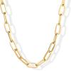 PAVOI 14K Gold Plated Chunky Chain Choker Necklaces for Women | Gold Statement Graduated Link Chain Necklace | Bold Oval Link Barbell Links Paperclip Chains(Paperclip)