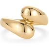 PAVOI 14K Gold Plated Chunky Open Twist Stackable Rings for Women | Bold Crossover Statement Ring Band(Yellow Gold)