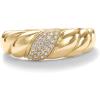 PAVOI 14K Gold Plated Croissant Dome Ring – Twisted Braided Gold Plated – Chunky Signet Ring for Women(Yellow Gold)