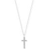 PAVOI 14K Gold Plated Cubic Zirconia Cross Pendant Necklaces for Women | Linear Bezel CZ Religious Cross Faith Pendant Necklace(White Gold)