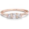 PAVOI 14K Gold Plated Cubic Zirconia Round 3-Stone Ring – Engagement Style Promise Ring for Women and Her(Rose Gold)