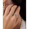 PAVOI 14K Gold Plated Interlocked Stackable Rings for Women – Statement Mixed Metals Multi Ring Stack – Two-Toned Stacking Bands(Yellow Gold)