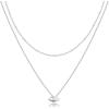 PAVOI 14K Gold Plated Layering Necklaces | Stylish Minimalist Design Pendant Necklaces | Butterfly, Heart, Lock, Evil Eye, Coin, Lightning Bolt, Circle, Cross Pendants for Women(White Gold)