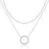 PAVOI 14K Gold Plated Layering Necklaces | Stylish Minimalist Design Pendant Necklaces | Butterfly, Heart, Lock, Evil Eye, Coin, Lightning Bolt, Circle, Cross Pendants for Women(White Gold)