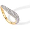 PAVOI 14K Gold Plated Wavy Cubic Zirconia Stackable Ring for Women | Twisted Wave CZ Band | Delicate Eternity Rings(Yellow Gold)