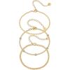 PAVOI 18K Gold Plated Chain Bracelet Pack for Women | Jewelry Set of 5 Stackable Bracelets Paperclip Snake Rope Figaro Beaded Chains(3-Piece Set)