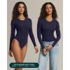 PAVOI ACTIVE Buttery Soft Long Sleeve Body Suits for Women – Double Lined Thong Bodysuits Top Crew Neck – Everyday Essentials(Twilight)