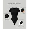 PAVOI ACTIVE Buttery Soft Short Sleeve Bodysuit for Women Double Lined Thong Bodysuit Crew Neck T-Shirt – Everyday Essentials(Black)