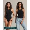 PAVOI ACTIVE High Neck Sleeveless Bodysuit for Women – Double Lined Thong Bodysuits Racerback Tank Top – Everyday Essentials(Black)