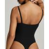PAVOI ACTIVE Square Neck Cami Bodysuit for Women Adjustable Spaghetti Strap Bodysuit Double Lined Thong – Everyday Essentials(Black)