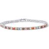 PAVOI 14K Gold Plated 3mm Multi Colored CZ Tennis Bracelet | Boho Cubic Zirconia Bracelet for Women | Size 6.5-7.5 Inch(White Gold)