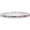 PAVOI 14K Gold Plated 3mm Multi Colored CZ Tennis Bracelet | Vibrant Cubic Zirconia Bracelet for Women | Size 6.5-7.5 Inch(White Gold)