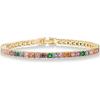 PAVOI 14K Gold Plated 3mm Multi Colored CZ Tennis Bracelet | Vibrant Cubic Zirconia Bracelet for Women | Size 6.5-7.5 Inch(Yellow Gold)