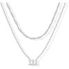 PAVOI 14K Gold Plated Angel Number Pendant Layering Necklace for Women | 999 Lucky Numerology Singapore Chain Necklace(White Gold)