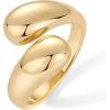 PAVOI 14K Gold Plated Chunky Open Twist Stackable Rings for Women | Bold Crossover Statement Ring Band(Yellow Gold)