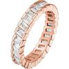PAVOI 14K Gold Plated Cubic Zirconia Baguette Cut Eternity Bands for Women(Rose Gold)