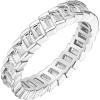 PAVOI 14K Gold Plated Cubic Zirconia Baguette Cut Eternity Bands for Women(White Gold)