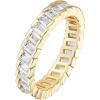 PAVOI 14K Gold Plated Cubic Zirconia Baguette Cut Eternity Bands for Women(Yellow Gold)