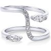 PAVOI 14K Gold Plated Cubic Zirconia Bypass Open Band Stackable Ring for Women | CZ Statement Eternity Rings(White Gold)