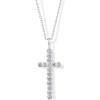 PAVOI 14K Gold Plated Cubic Zirconia Cross Pendant Necklaces for Women | Linear Bezel CZ Religious Cross Faith Pendant Necklace(White Gold)