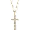 PAVOI 14K Gold Plated Cubic Zirconia Cross Pendant Necklaces for Women | Linear Bezel CZ Religious Cross Faith Pendant Necklace(Yellow Gold)