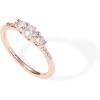 PAVOI 14K Gold Plated Cubic Zirconia Round 3-Stone Ring – Engagement Style Promise Ring for Women and Her(Rose Gold)