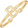 PAVOI 14K Gold Plated Initial Letter Adjustable Ring for Women – Thin Initial Band – Dainty Fashion Jewelry Gifts(- B)