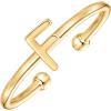 PAVOI 14K Gold Plated Initial Letter Adjustable Ring for Women – Thin Initial Band – Dainty Fashion Jewelry Gifts(- F)