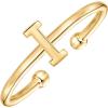 PAVOI 14K Gold Plated Initial Letter Adjustable Ring for Women – Thin Initial Band – Dainty Fashion Jewelry Gifts(- I)