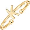PAVOI 14K Gold Plated Initial Letter Adjustable Ring for Women – Thin Initial Band – Dainty Fashion Jewelry Gifts(- K)